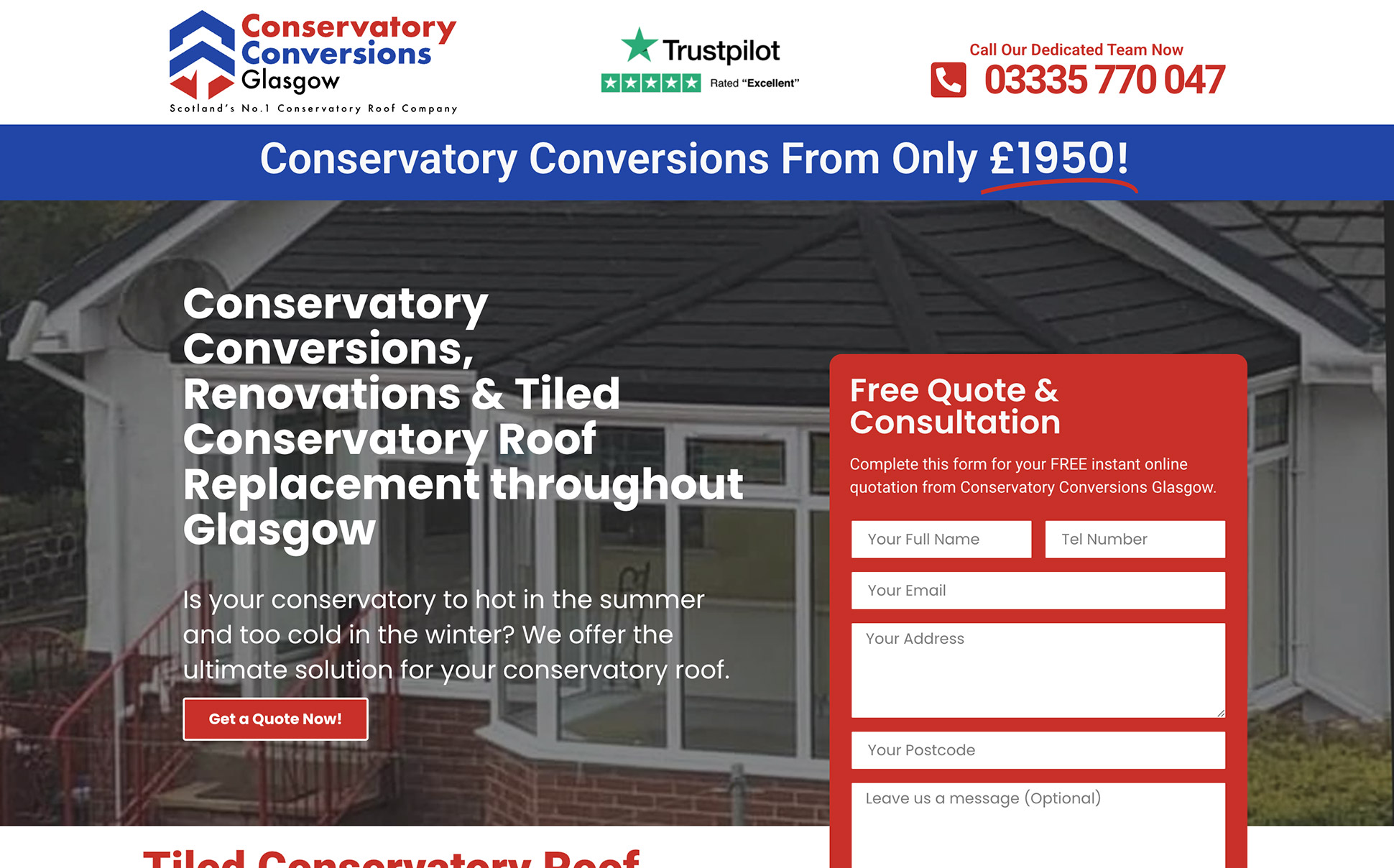 Conservatory Conversions Glasgow website home page