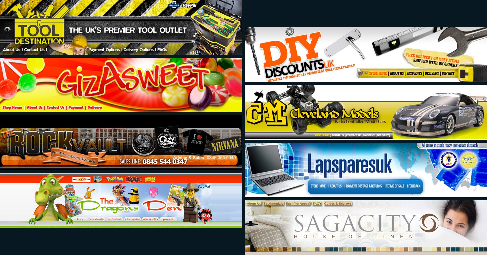A collection of eBay shop billboards designed by ATK
