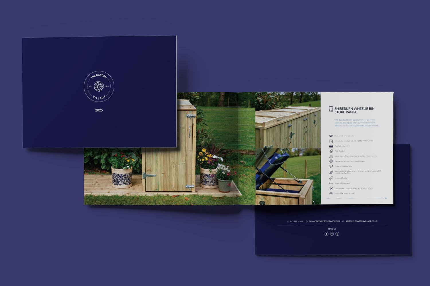 The Garden Village brochure with garden buildings