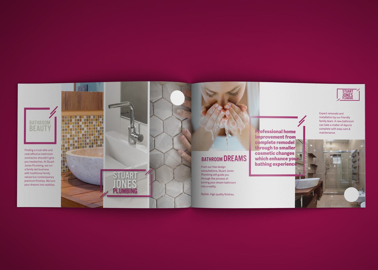 Stuart Jones Plumbing brochure inside spread