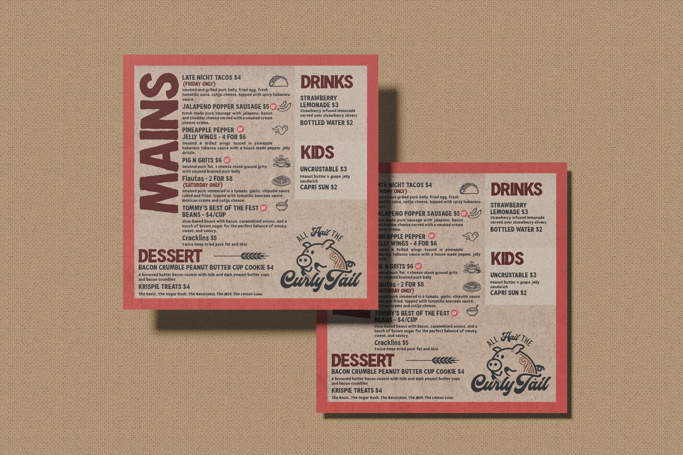 The Curly Tail BBQ menu