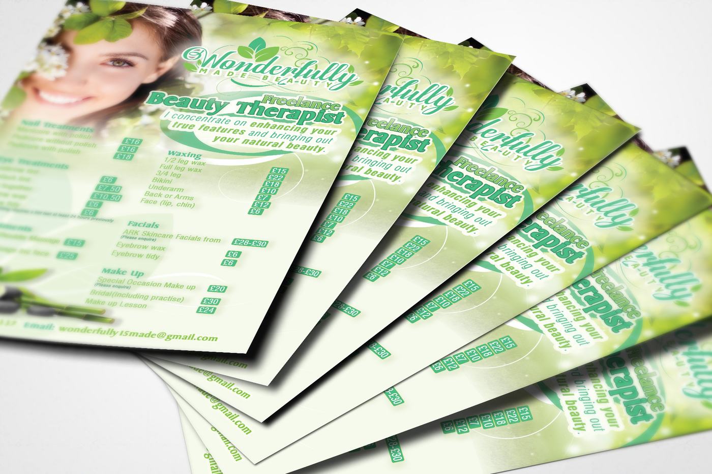 Beauty therapist price list flyers