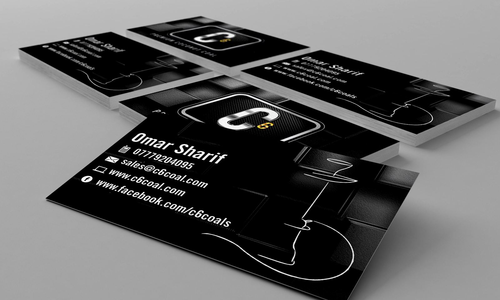 C6 black business cards