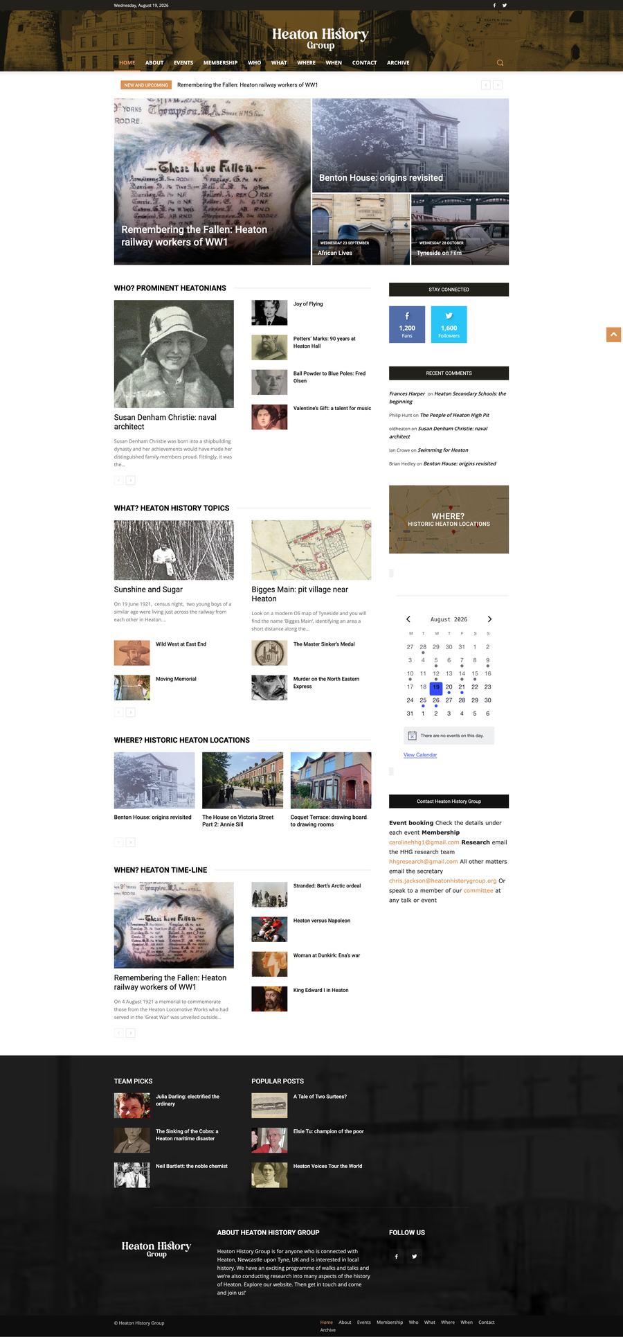 Heaton History Group, wordpress website