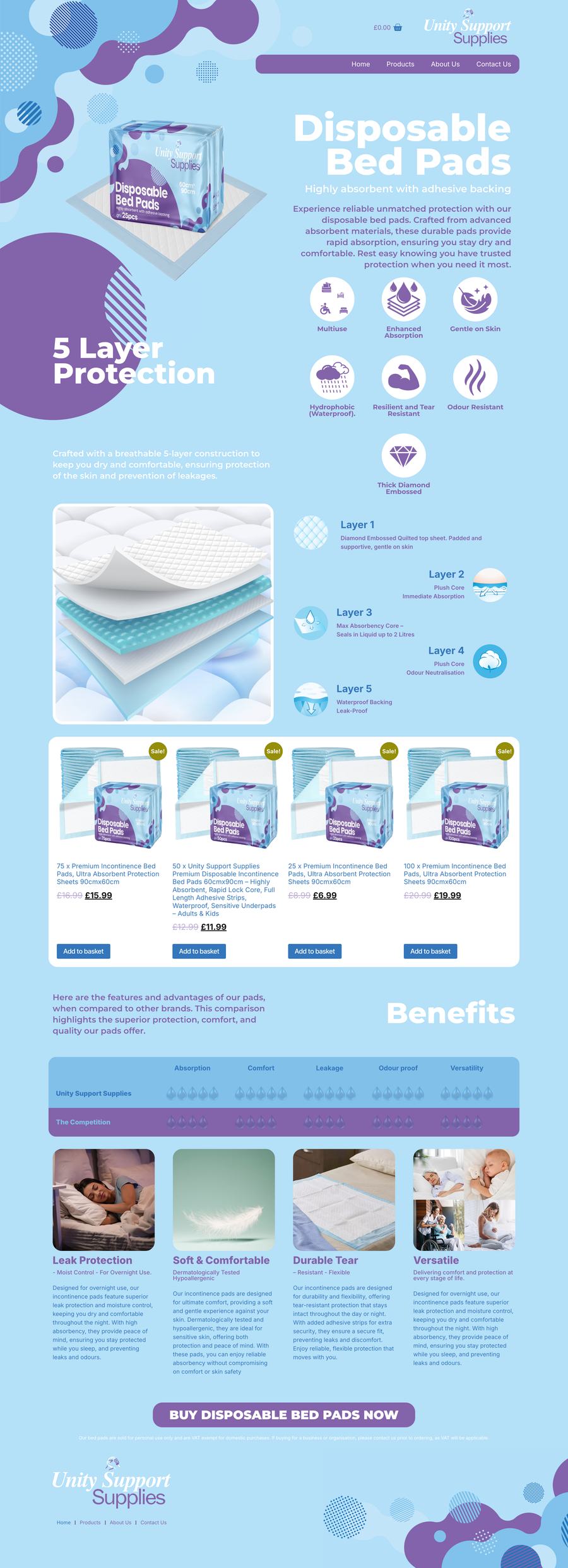 Unity Support Supplies, wordpress website